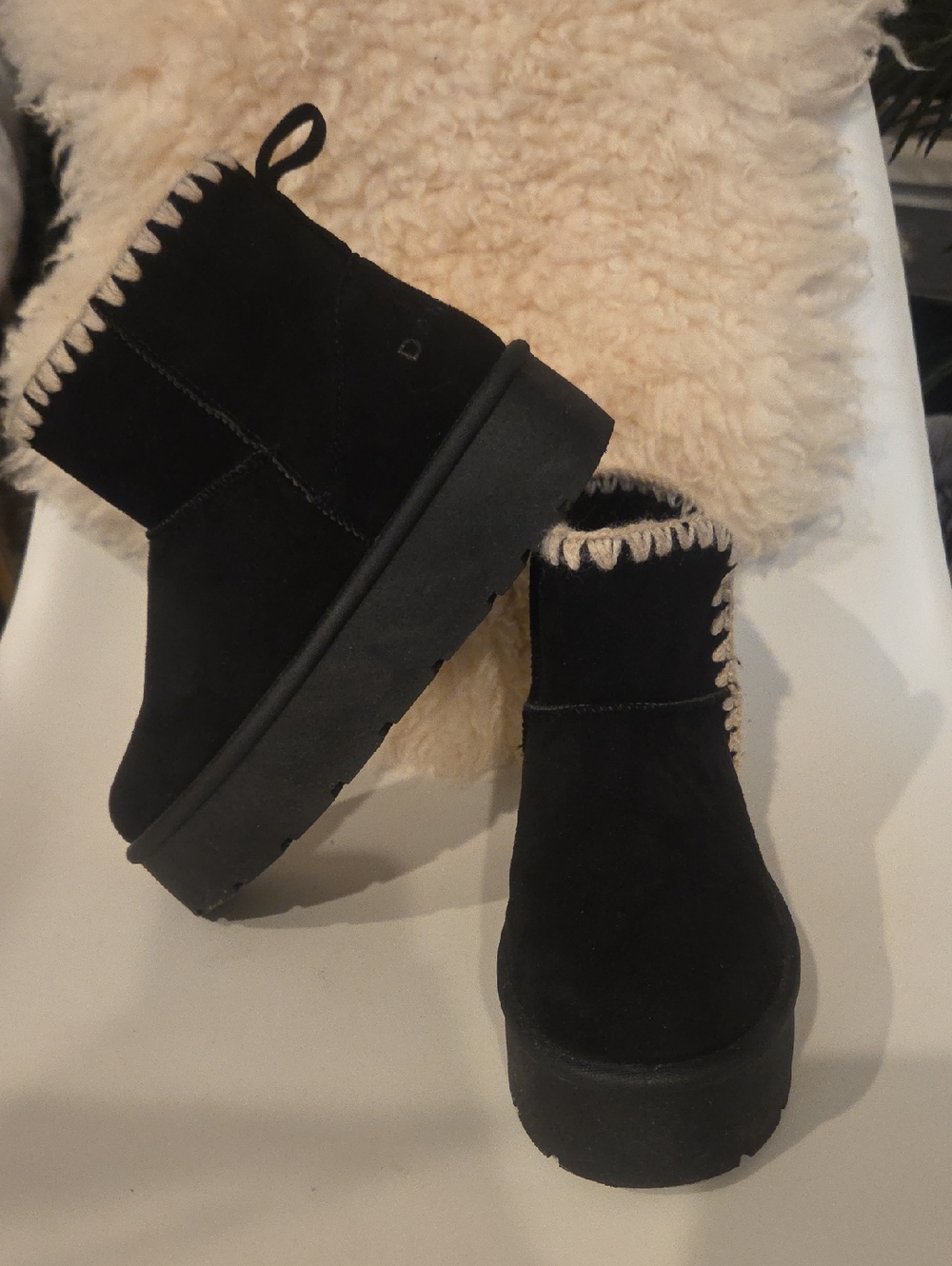 Danskin Beignet S5.5 Platform Ankle Boots - Black Crochet Whipstitch